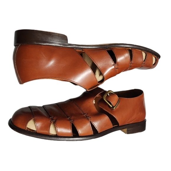 Bass Other - Bass Muzi Fisherman Sandals Mens Size 13W Brown Leather Almond Toe Buckle Strap